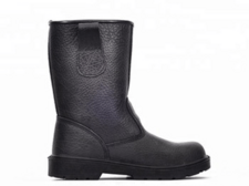 High quality leather work boots steel toe cap, no lace leather safety boots work